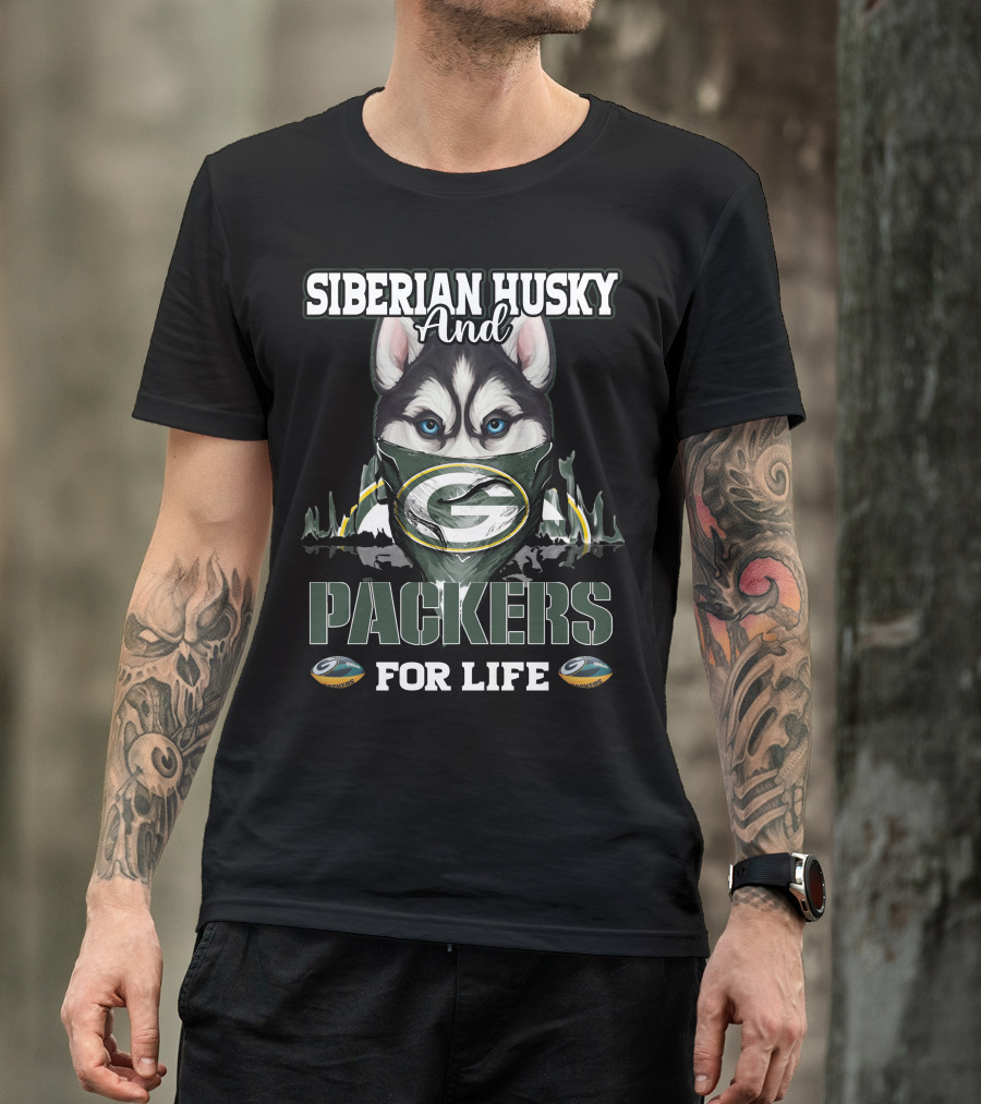 Siberian Husky And Packers For Life T-Shirt