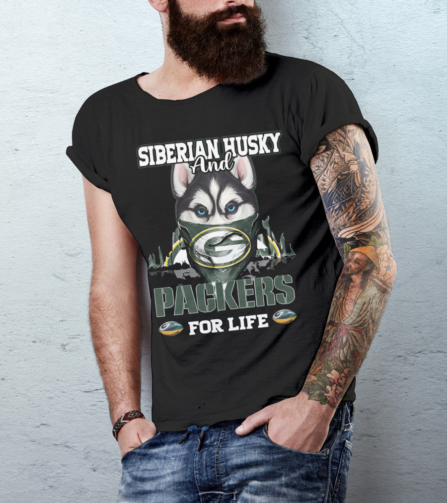 Siberian Husky And Packers For Life T-Shirt