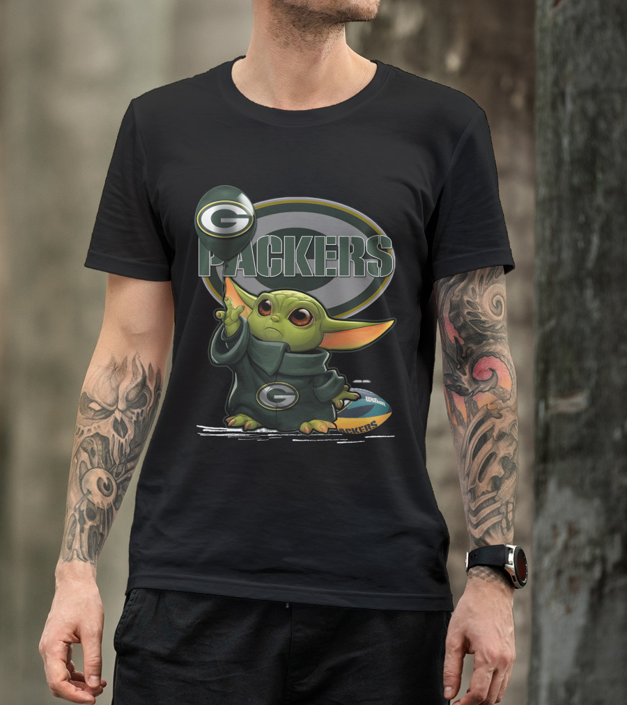 Packers Green Bay Baby Yoda Football Fan T-Shirt