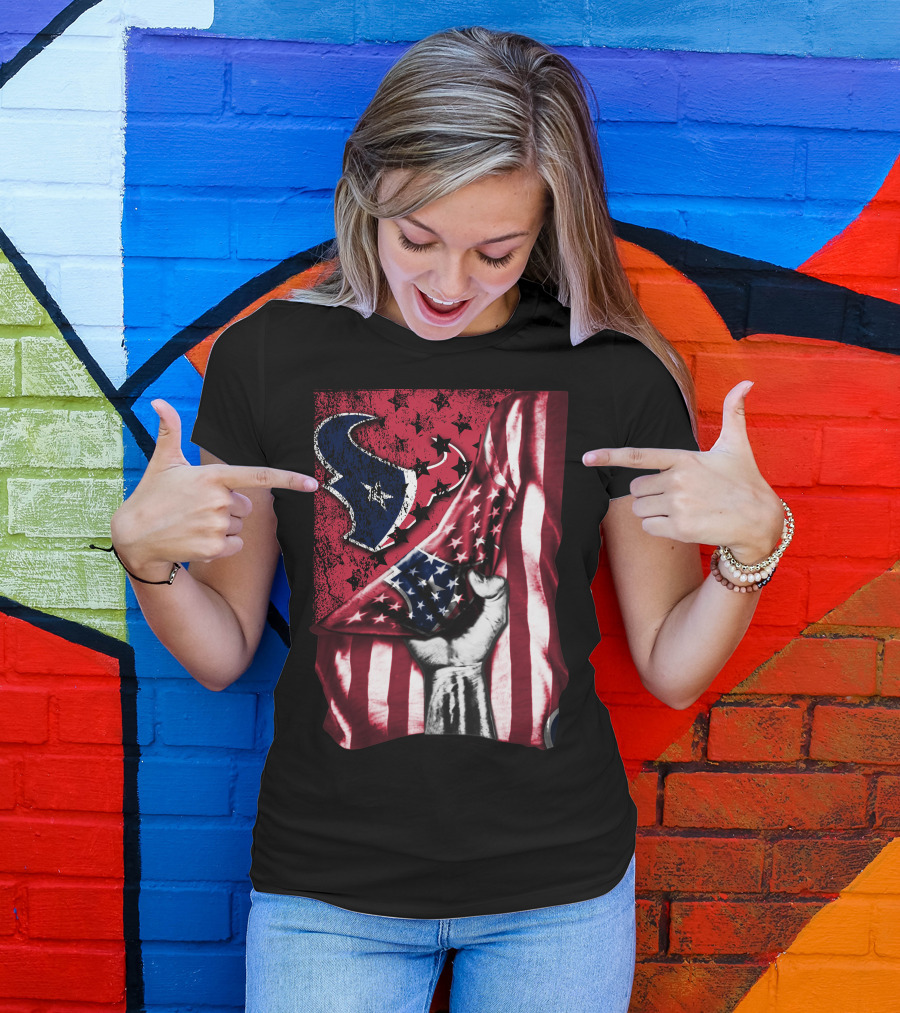 Patriotic Houston Texans Stars And Stripes Flag T-Shirt