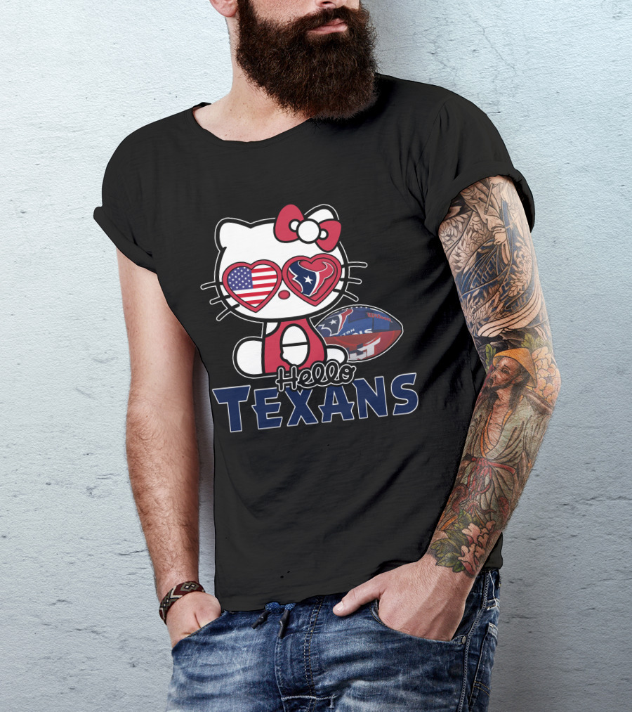 Hello Kitty Houston Texans NFL Heart Eyes Football Fan T-Shirt