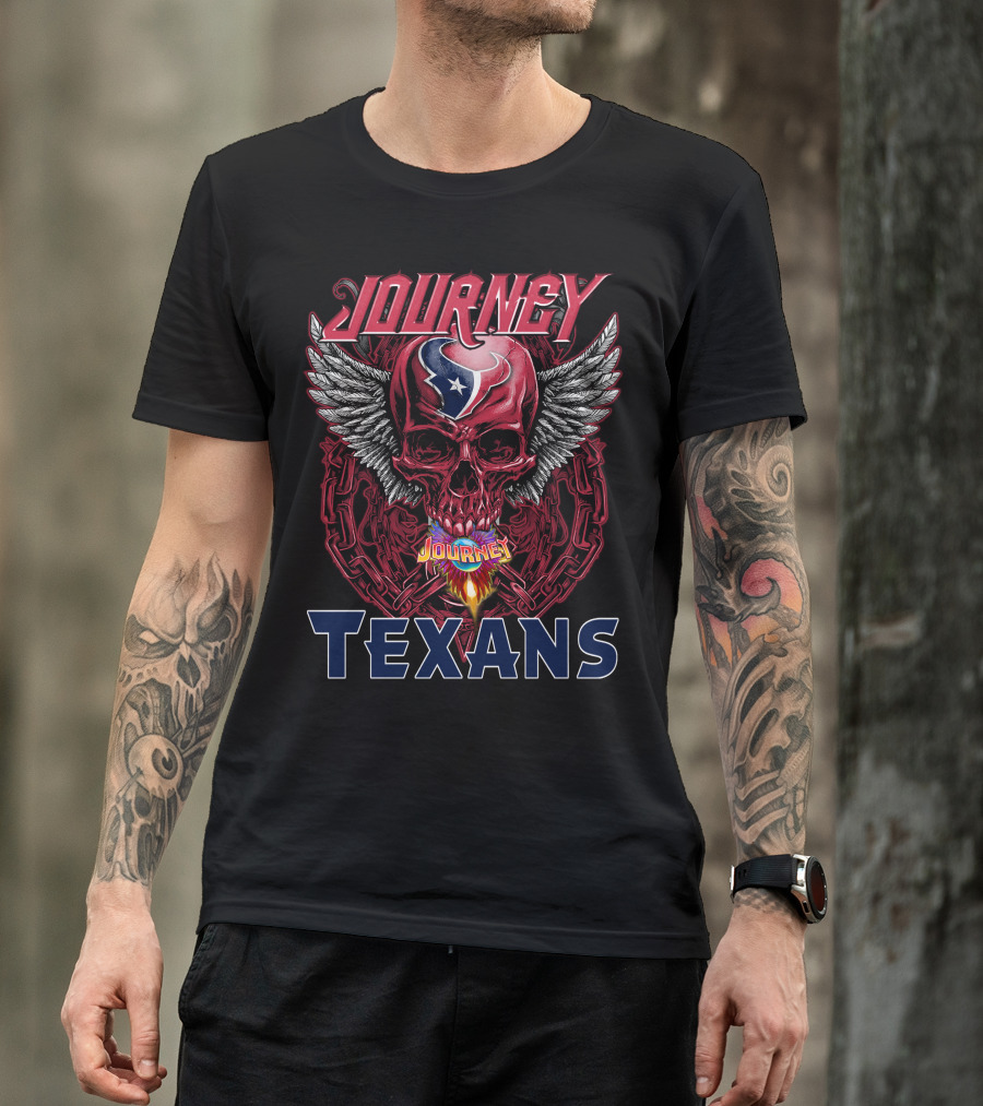 Journey Texans Winged Skull With Houston Logo Motif T-Shirt