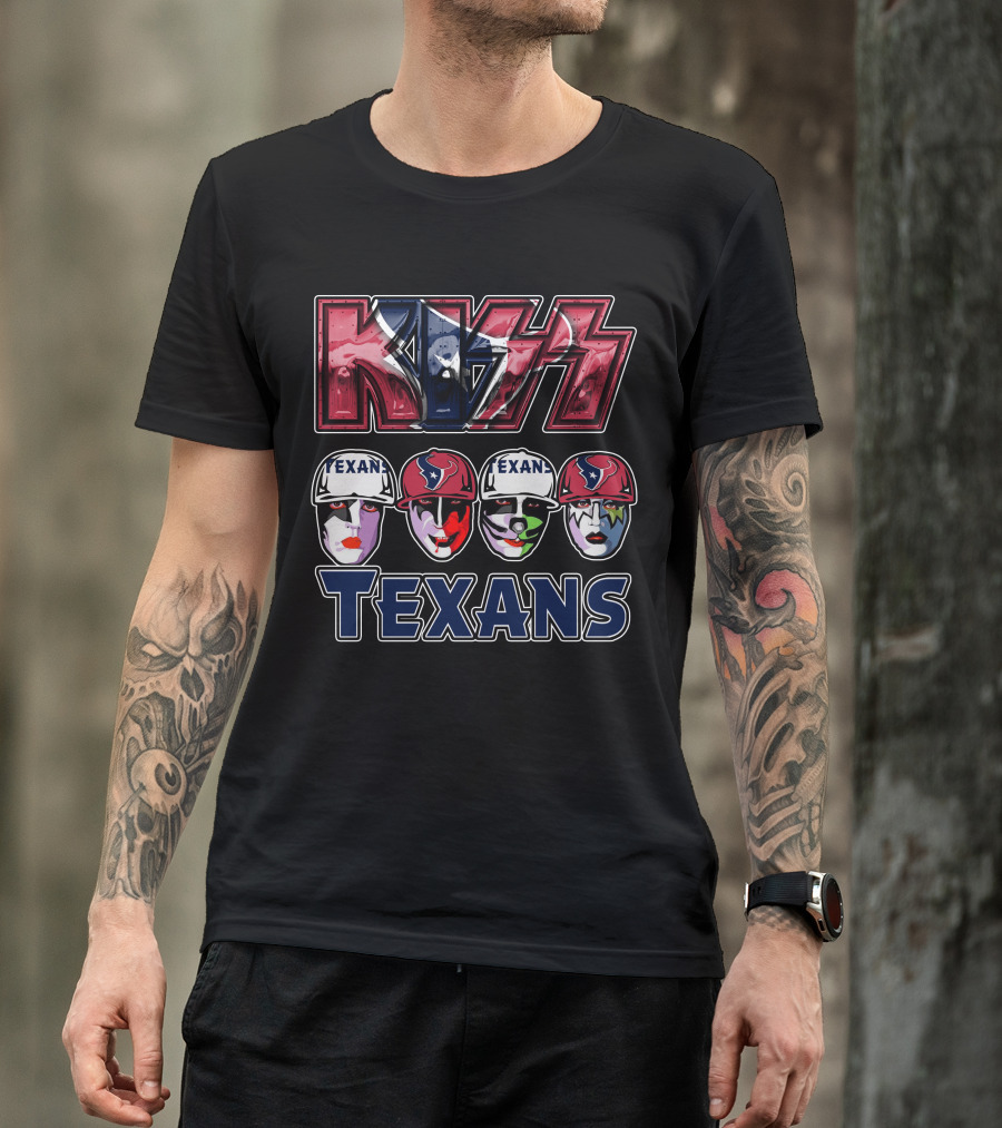 Kiss Houston Texans Rock Band Face Paint Football Fusion T-Shirt