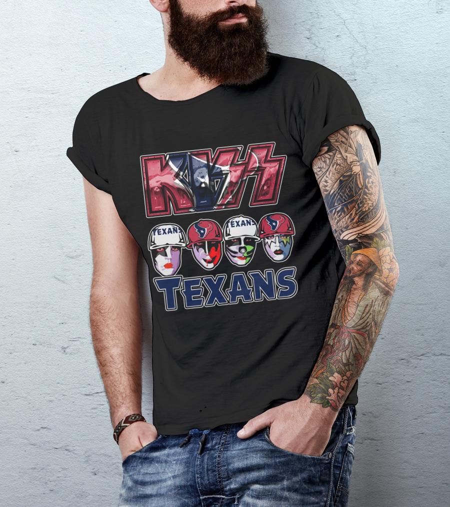 Kiss Houston Texans Rock Band Face Paint Football Fusion T-Shirt