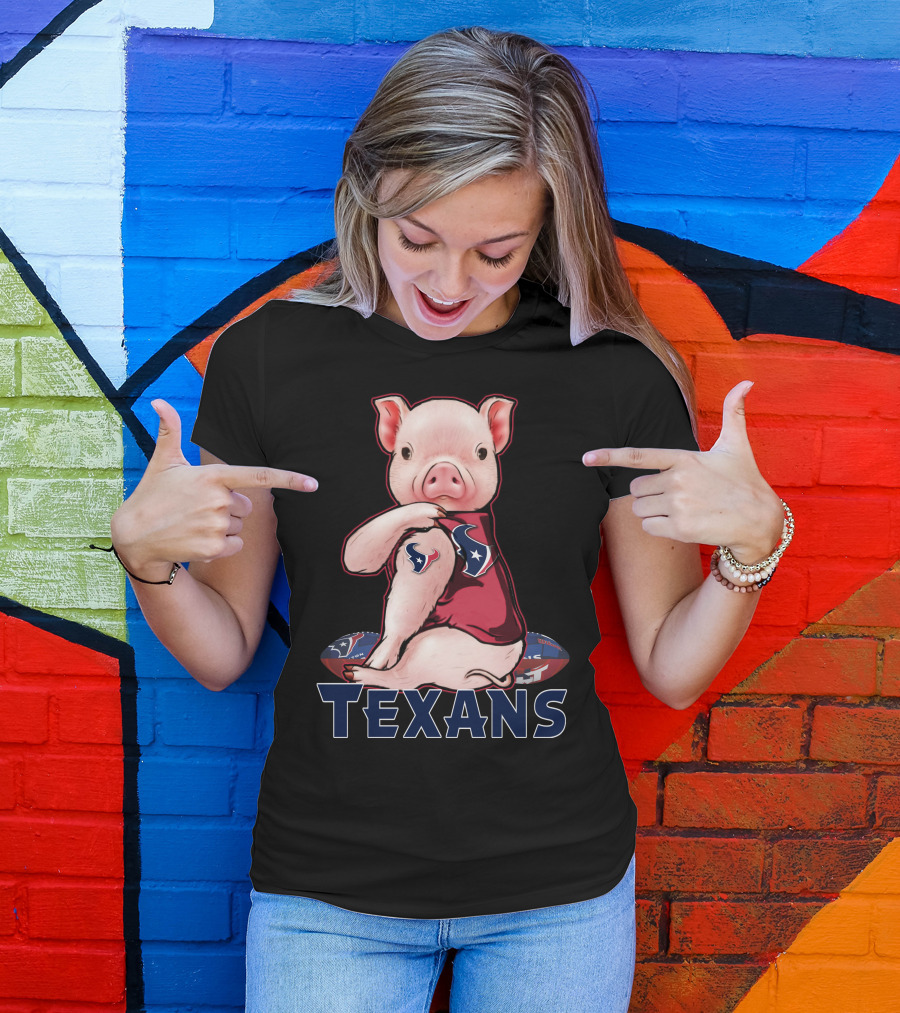 Texans Pig With Texans Logo And Football T-Shirt