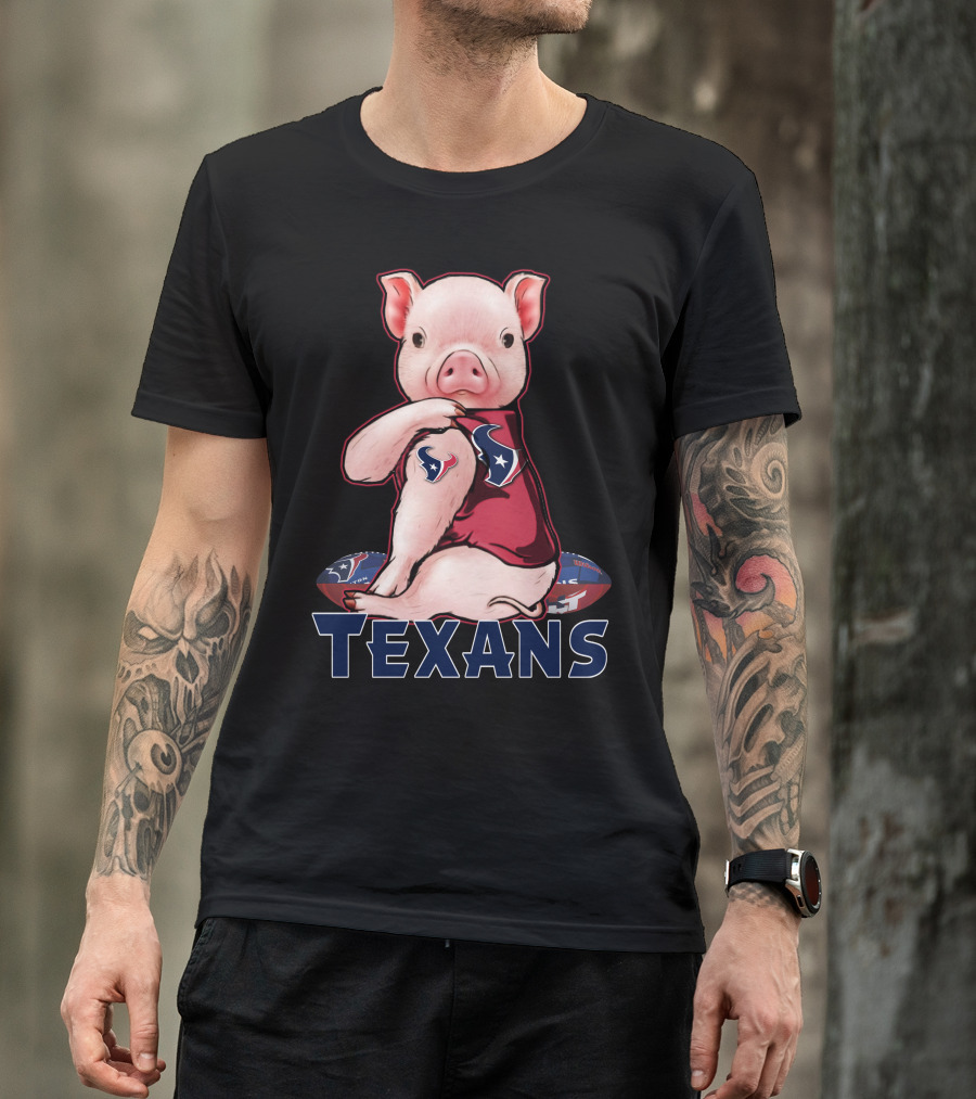 Texans Pig With Texans Logo And Football T-Shirt