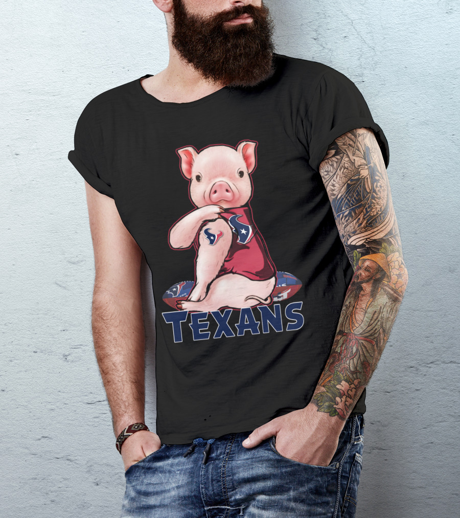 Texans Pig With Texans Logo And Football T-Shirt