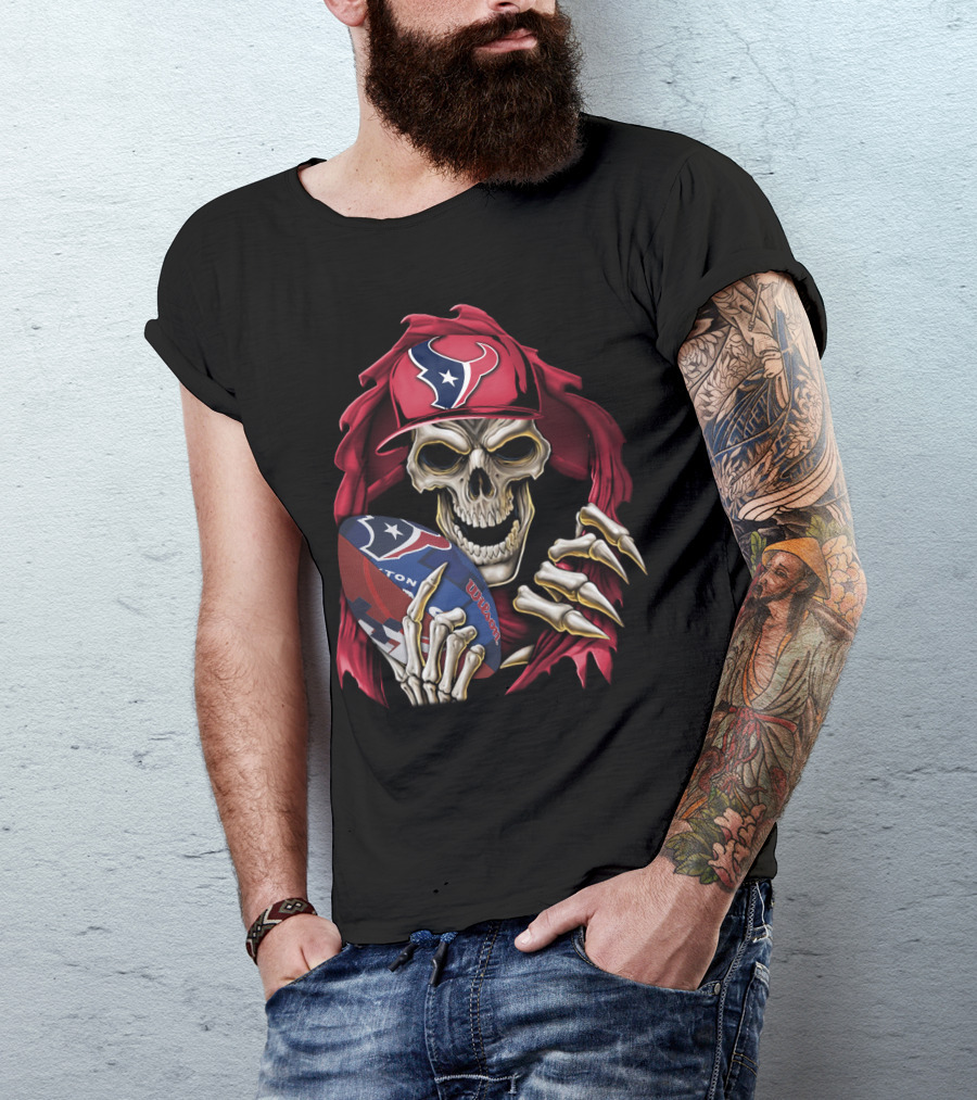 Skullbong Houston Texans Football Skeleton T-Shirt