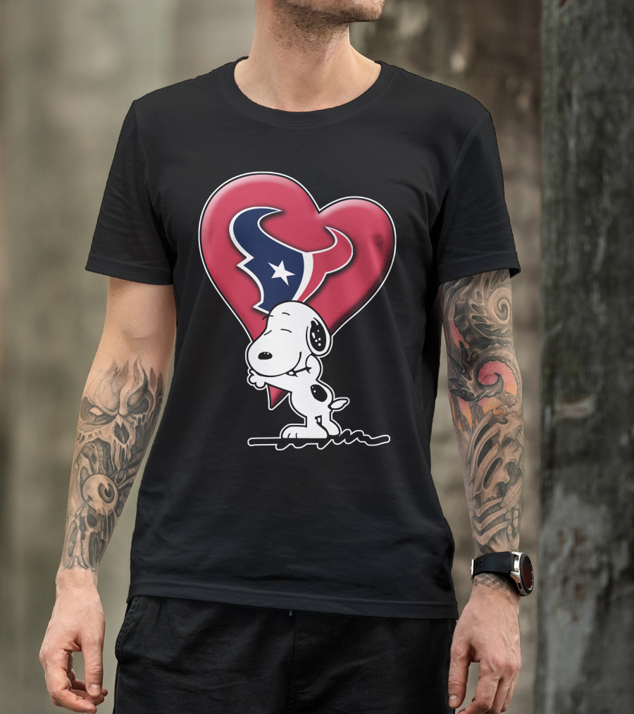 Snoopy Hugging Houston Texans Heart T-Shirt
