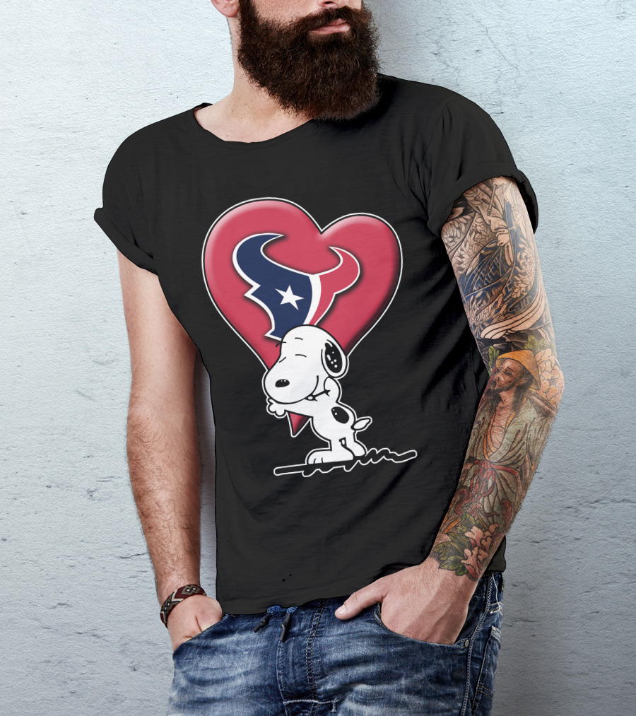 Snoopy Hugging Houston Texans Heart T-Shirt