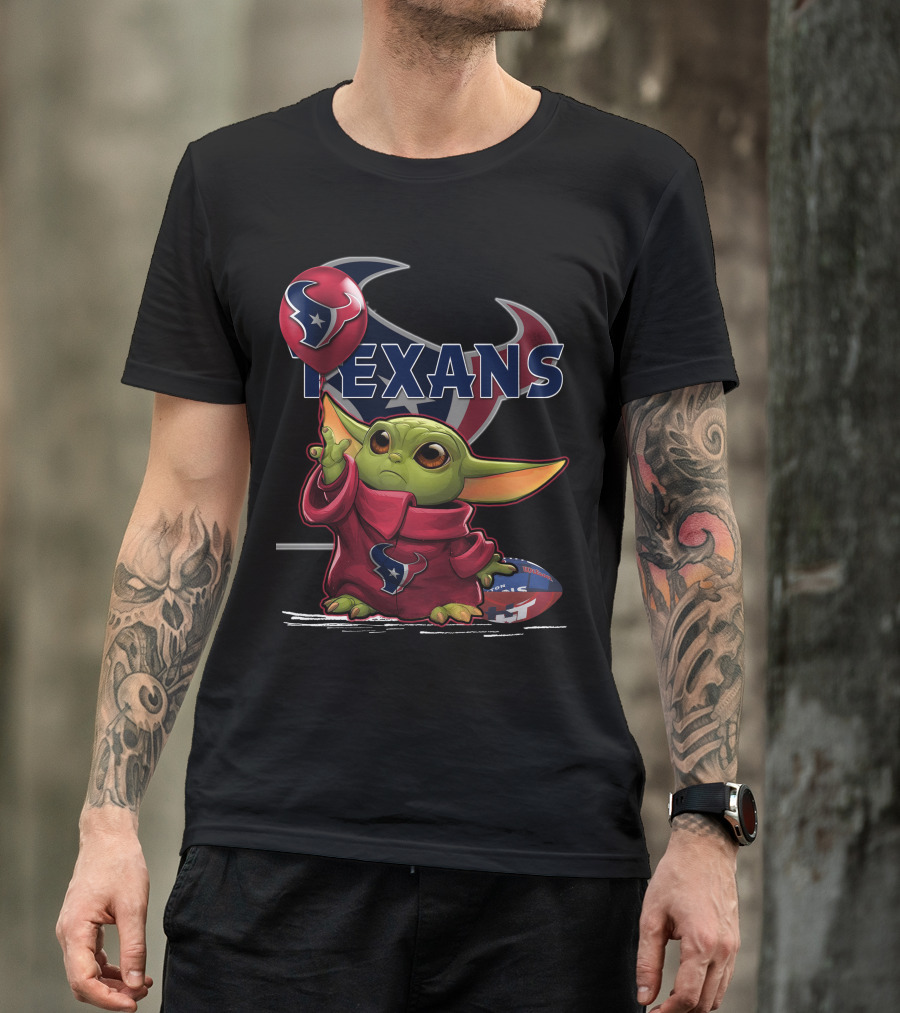 Yoda Houston Texans Balloon Football T-Shirt
