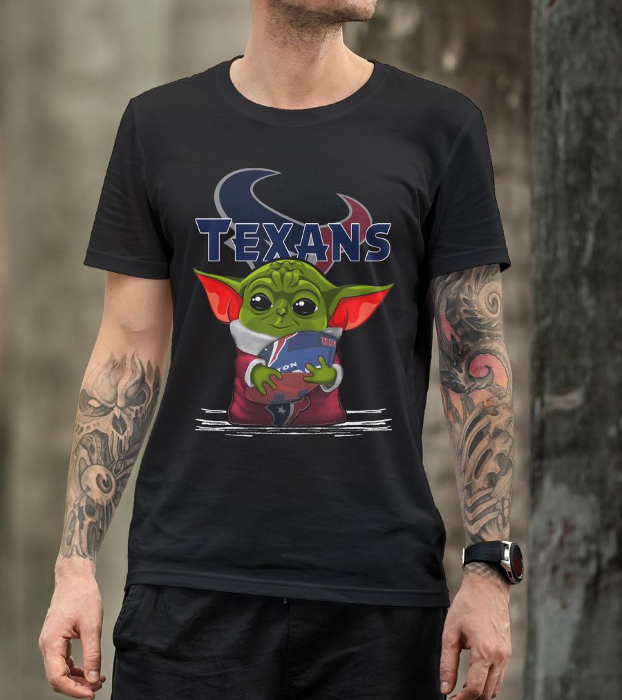 Houston Texans Yoda Holding Football T-Shirt