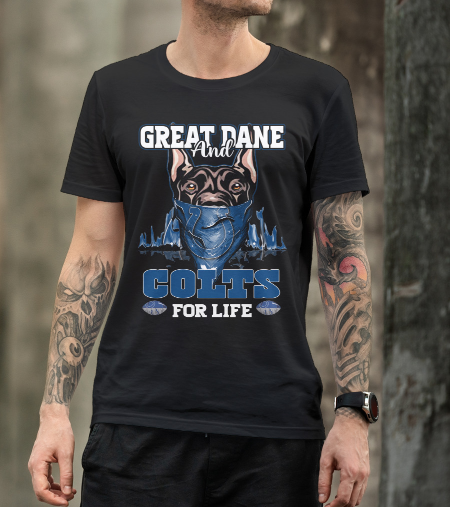 Great Dane And Colts For Life Indianapolis T-Shirt