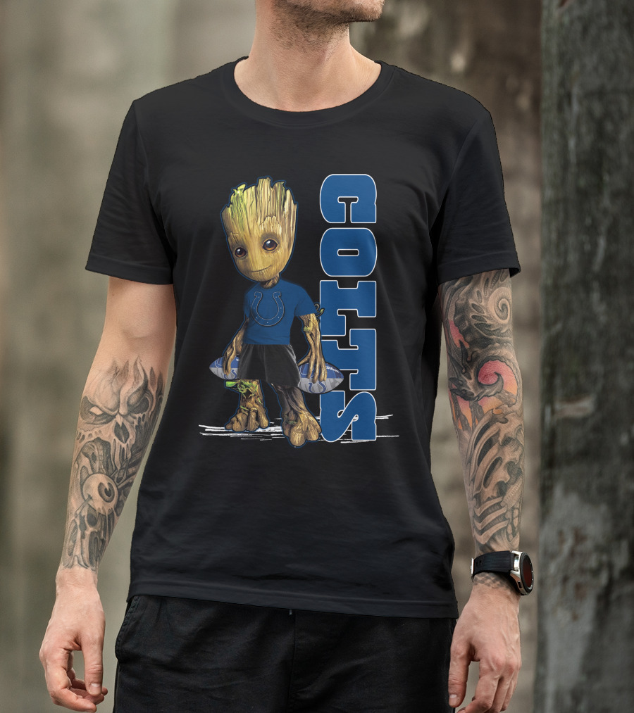 Groot Colts Football Fan With Indianapolis Colts T-Shirt