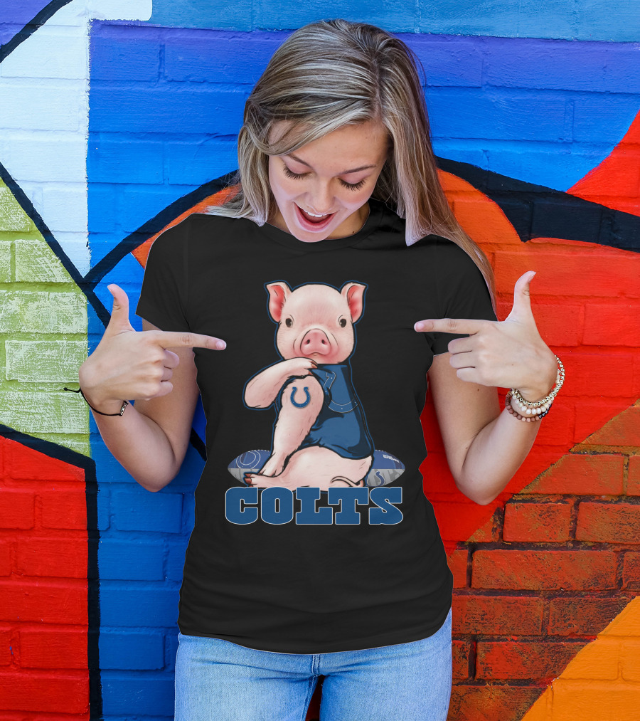 Pig With Indianapolis Colts Logo And Jersey T-Shirt