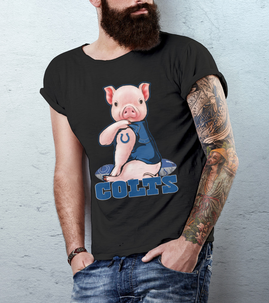 Pig With Indianapolis Colts Logo And Jersey T-Shirt