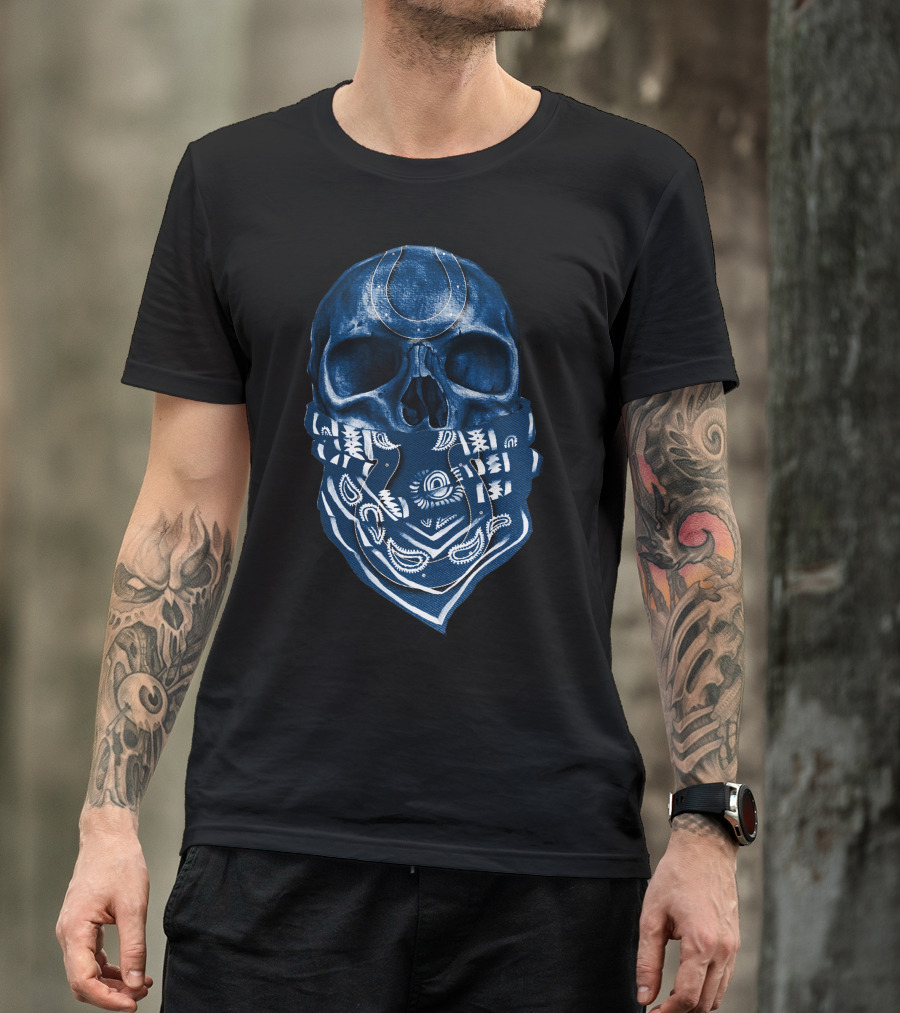 Indianapolis Colts Skull Bandana T-Shirt