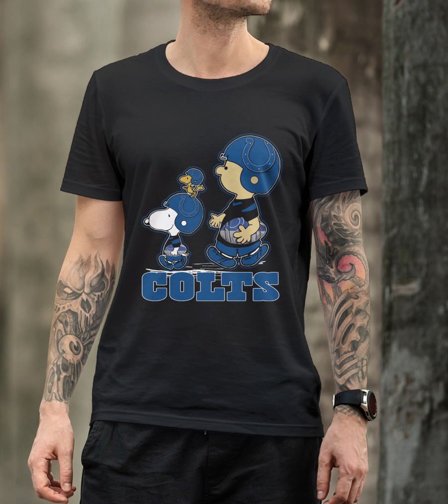 Peanuts Characters Wearing Indianapolis Colts Football Helmets Colts T-Shirt