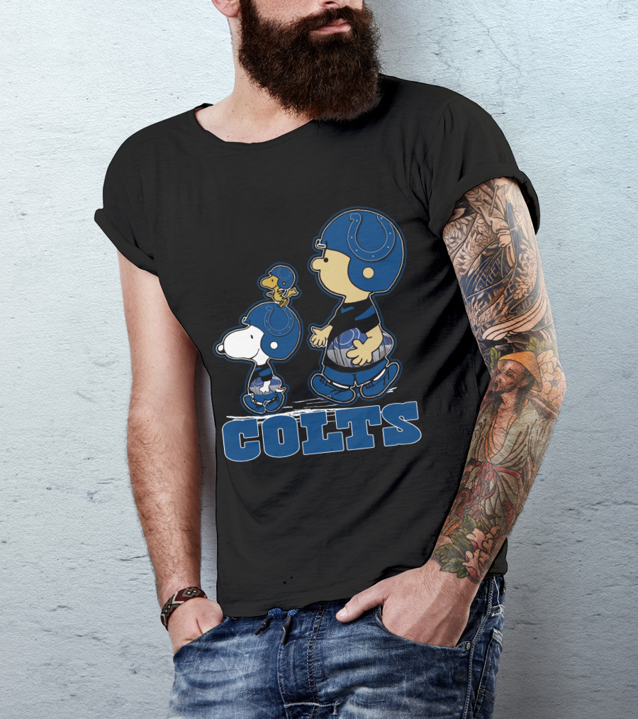 Peanuts Characters Wearing Indianapolis Colts Football Helmets Colts T-Shirt