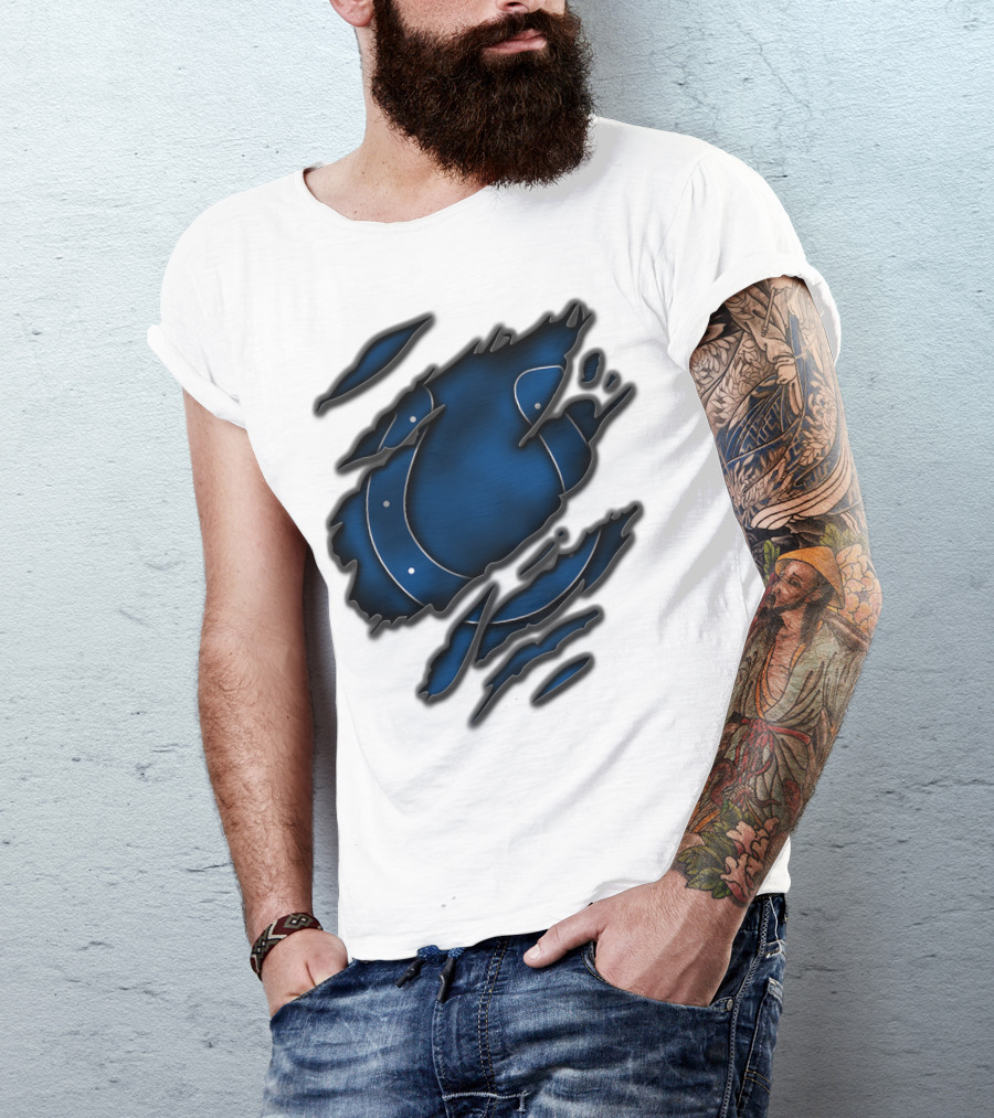 Torn Blue Horseshoe Indianapolis Colts T-Shirt