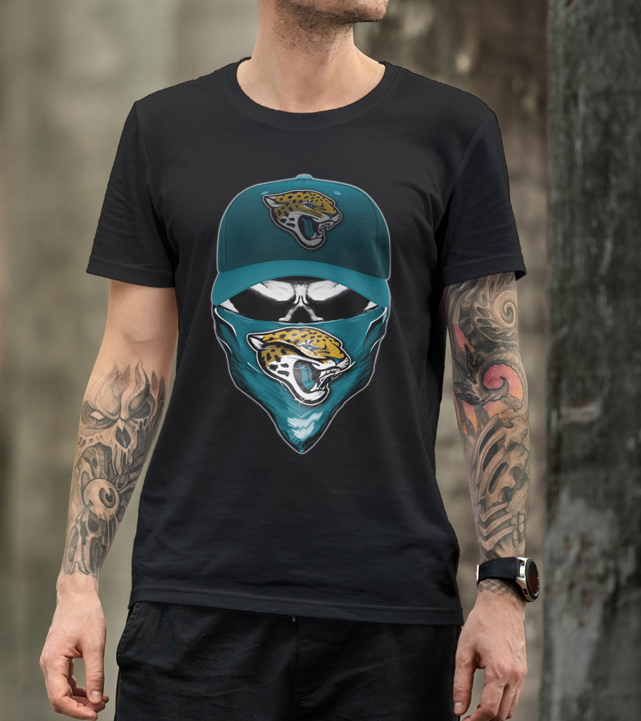 Skull With Jacksonville Jaguars Logo And Bandana T-Shirt
