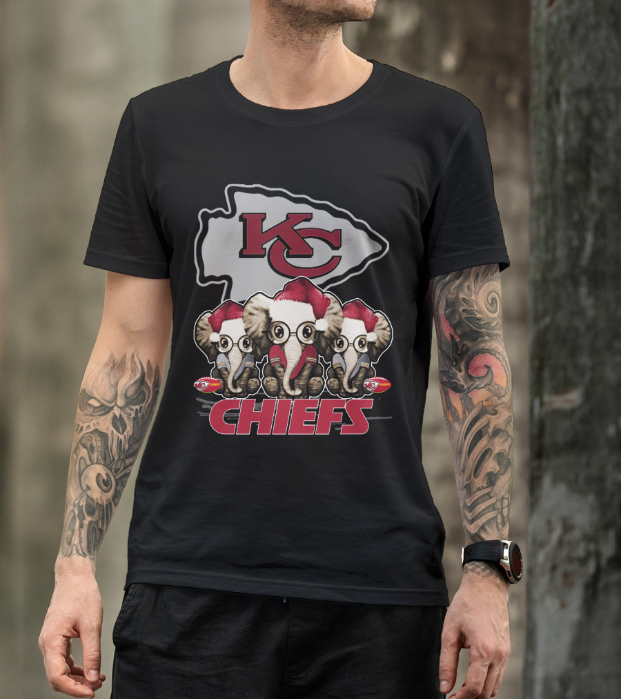 KC Chiefs Xmas Elephants Football Holiday Edition T-Shirt
