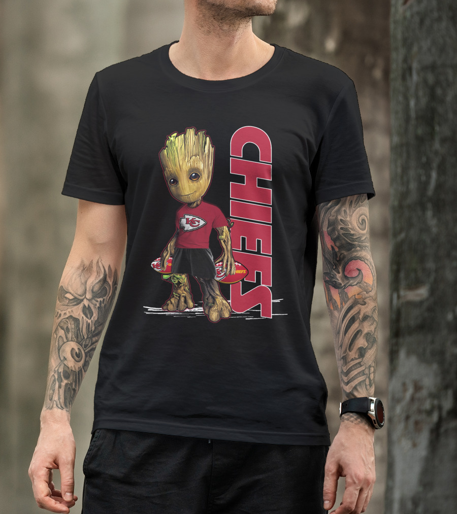 Groot Kansas City Chiefs NFL Fan Art With Chiefs T-Shirt
