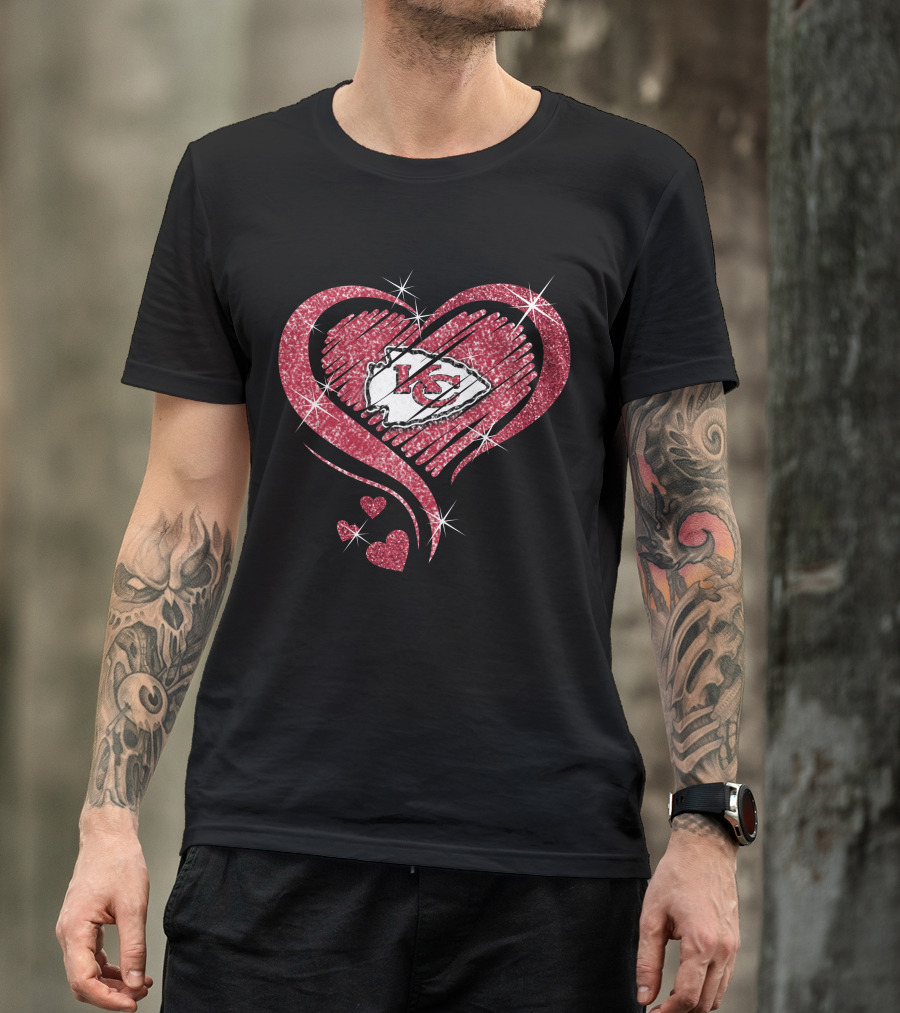 Kansas City Chiefs Heart Diamond Glitter T-Shirt