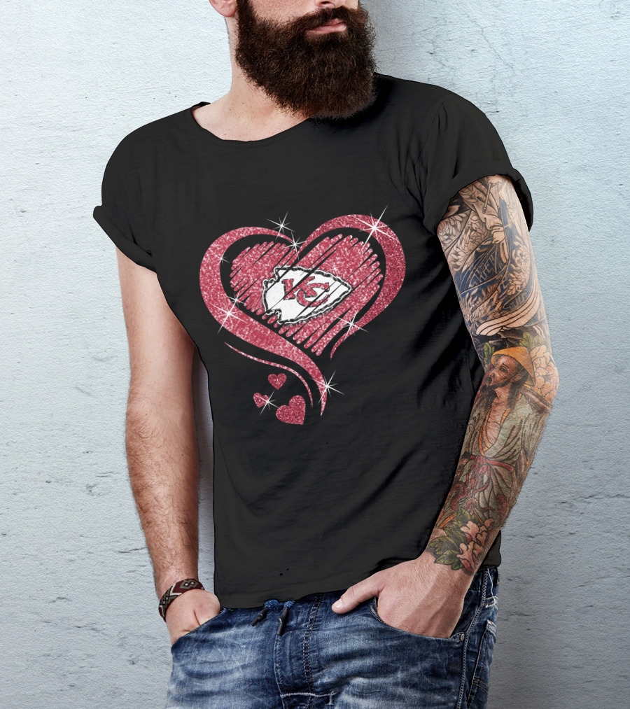 Kansas City Chiefs Heart Diamond Glitter T-Shirt