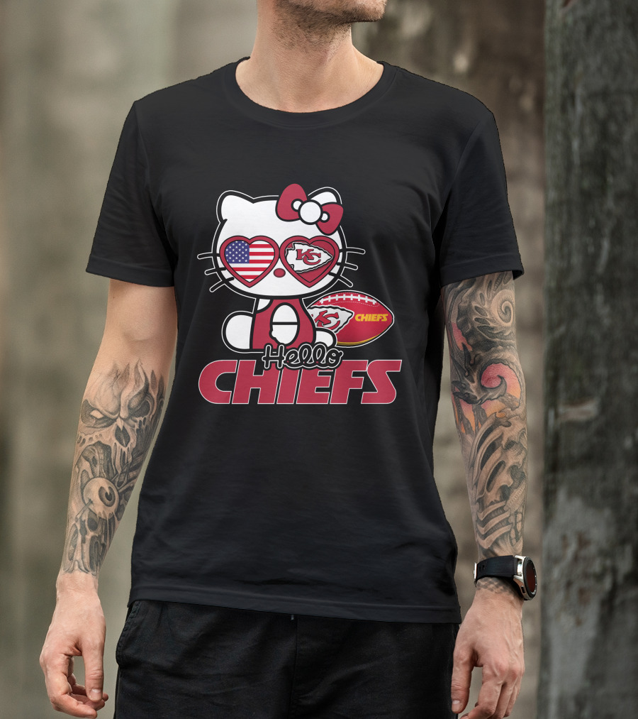 Hello Kitty Kansas City Chiefs American Flag Football Chiefs T-Shirt