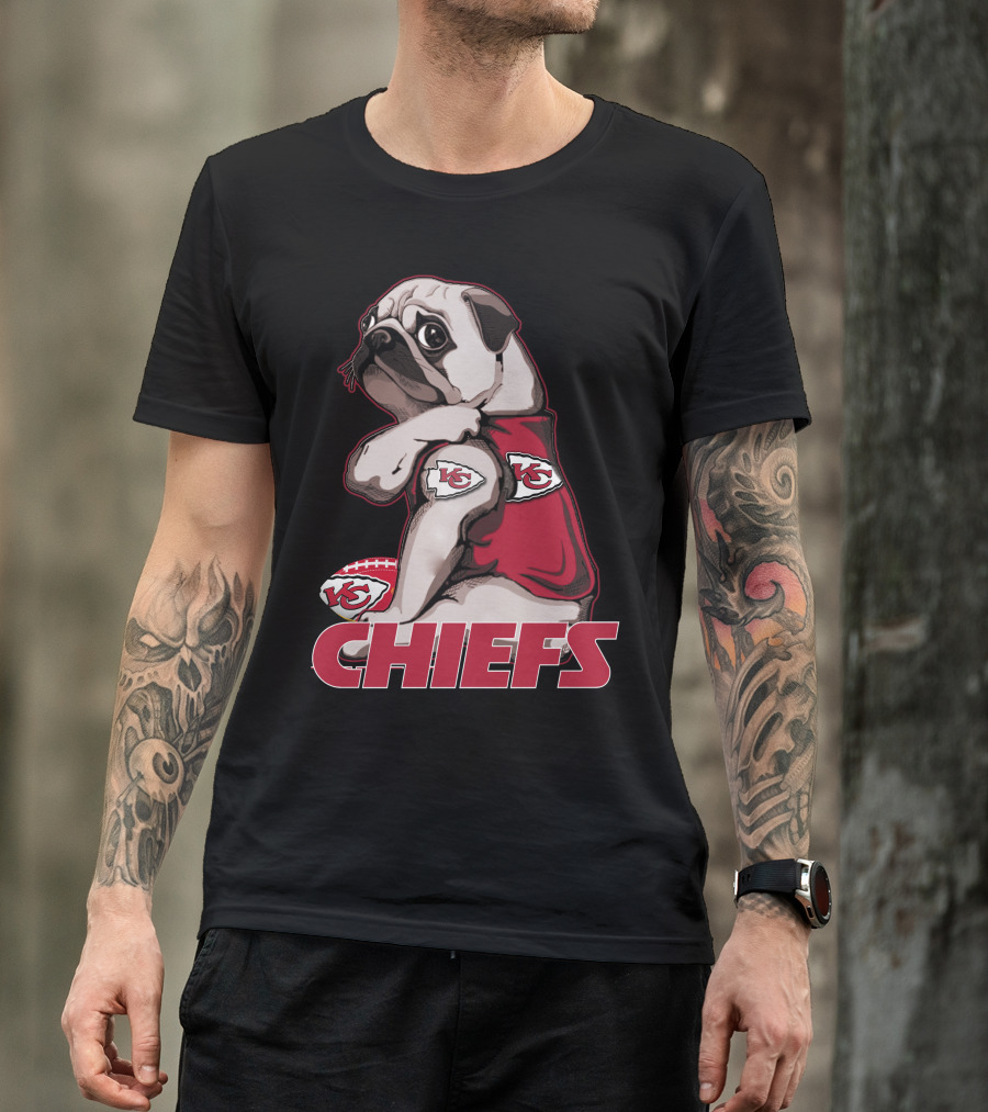 Pug KC Chiefs Football Fan Mascot T-Shirt