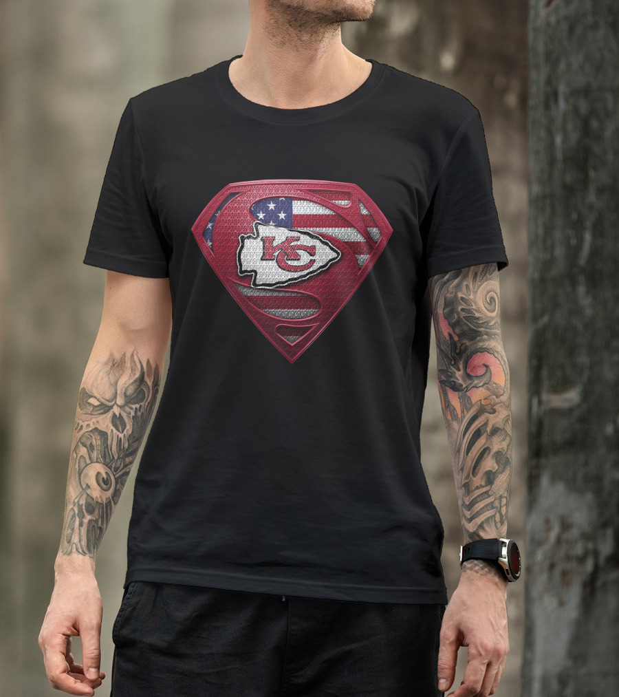 Kansas City Chiefs American Flag Superman T-Shirt