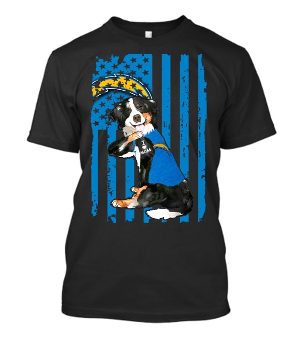 Border Collie I Love Mom Los Angeles Chargers T-Shirt