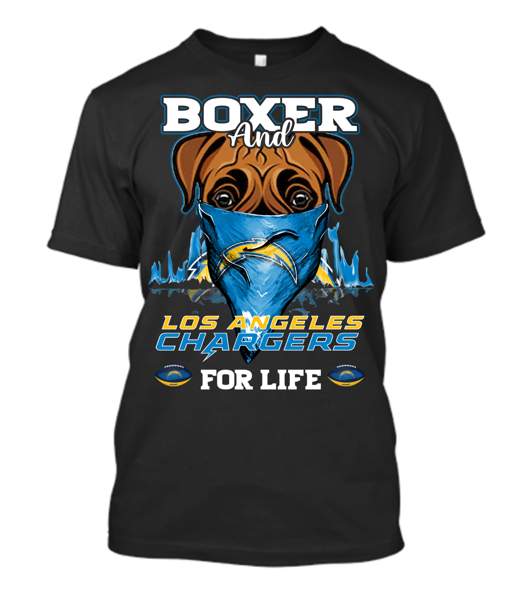 Boxer And Los Angeles Chargers For Life T-Shirt