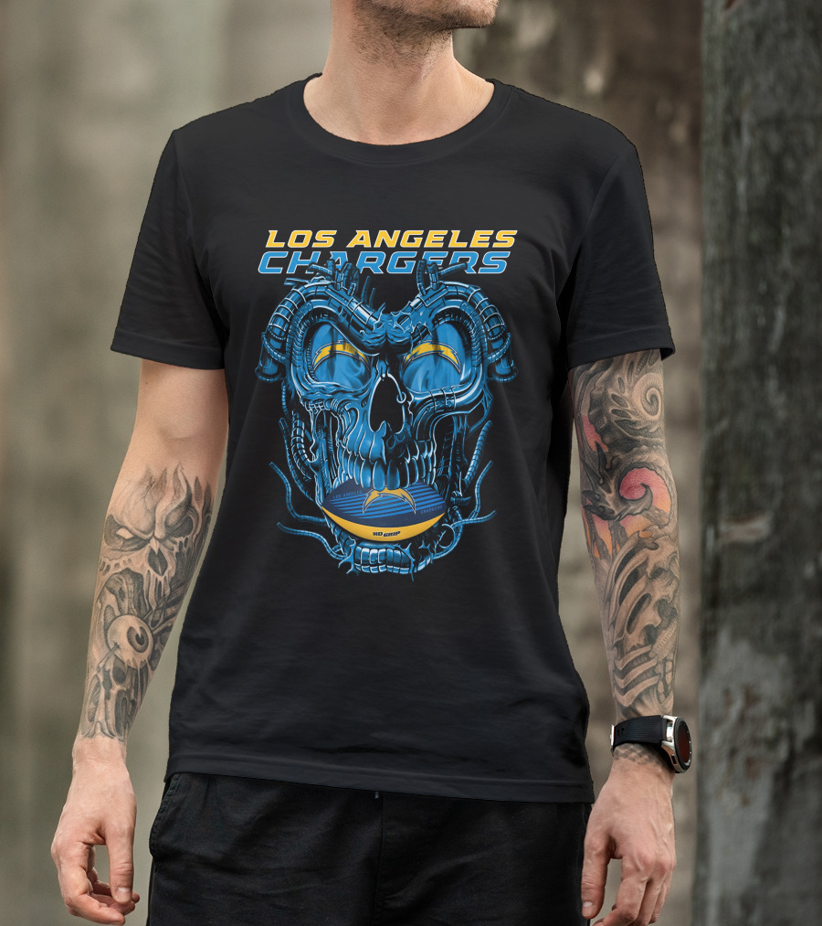 Los Angeles Chargers Dragonskull Official NFL Football T-Shirt