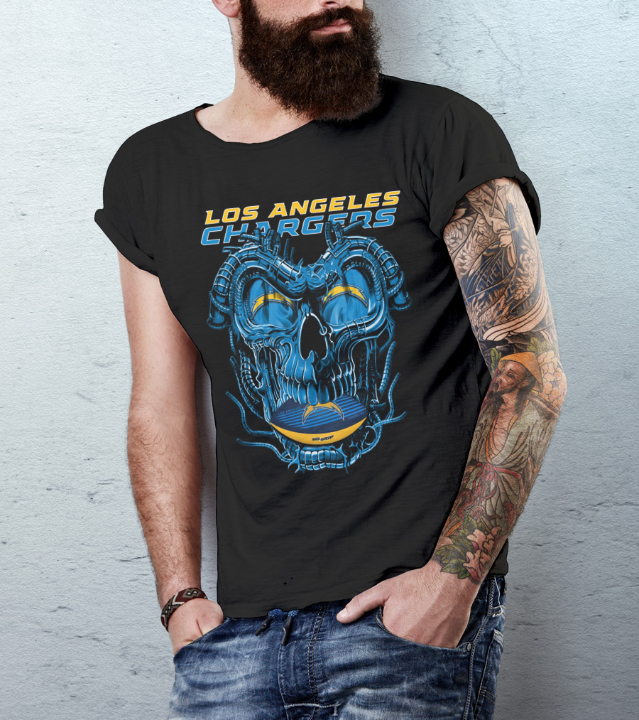 Los Angeles Chargers Dragonskull Official NFL Football T-Shirt