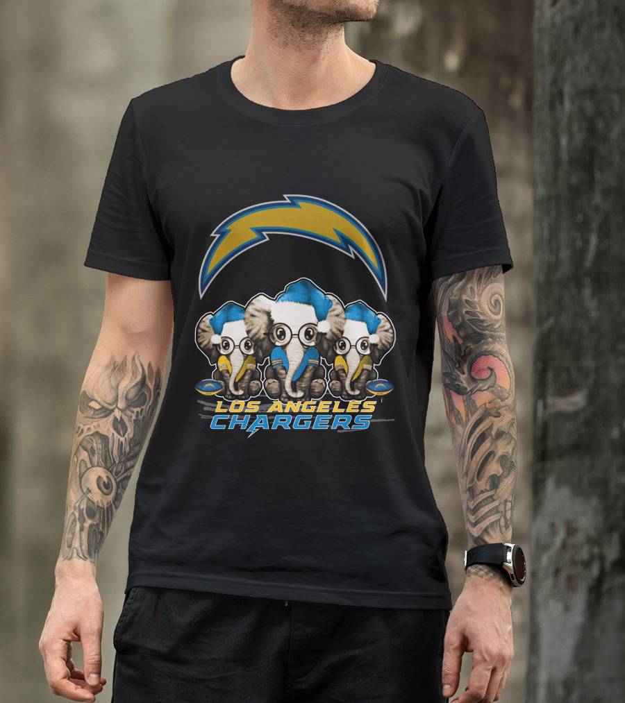 Los Angeles Chargers Elephants Christmas T-Shirt