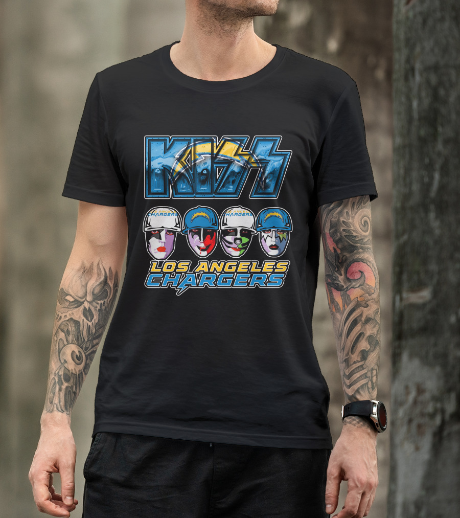 Kiss Los Angeles Chargers Band Face Paint NFL Crossover T-Shirt