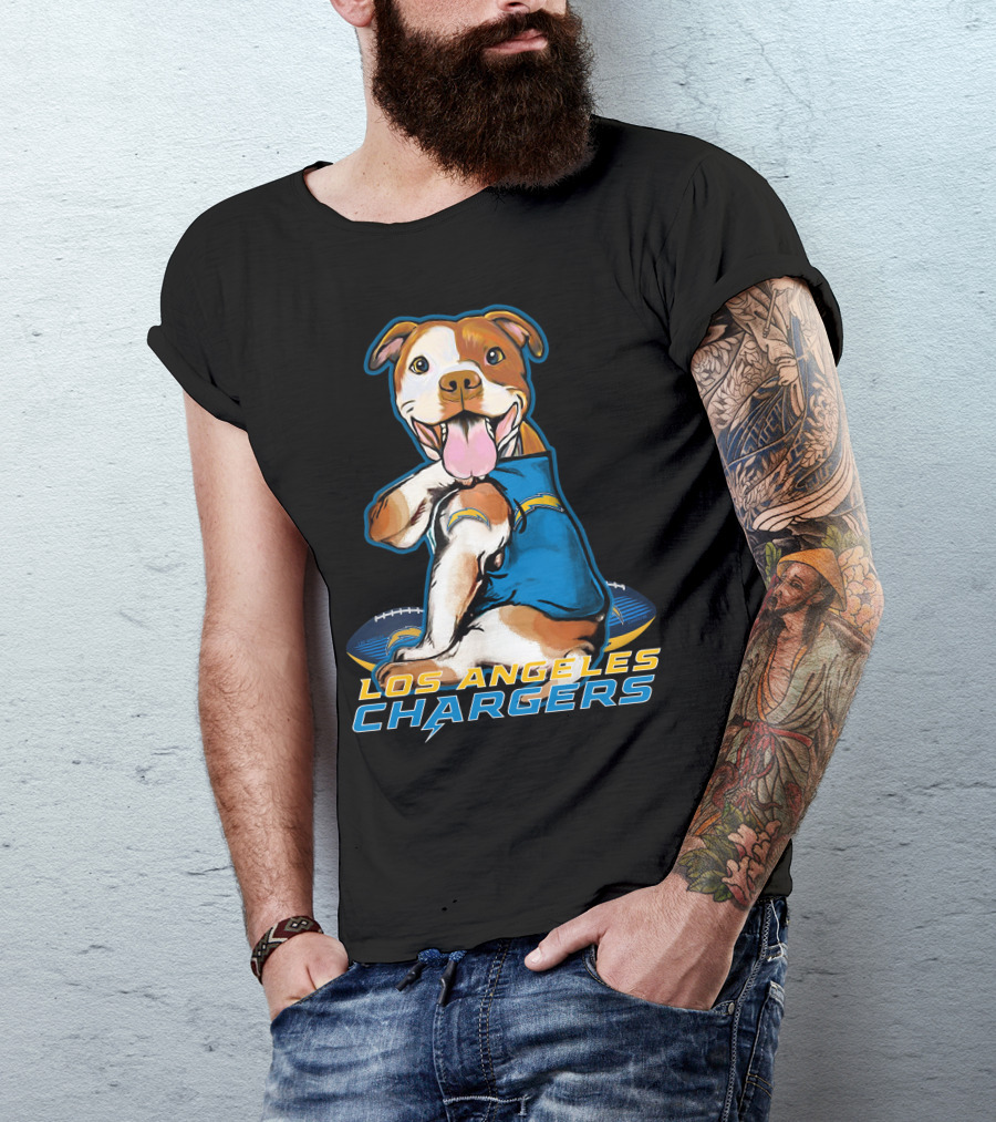 Pittbull Los Angeles Chargers NFL Football Dog Fan T-Shirt