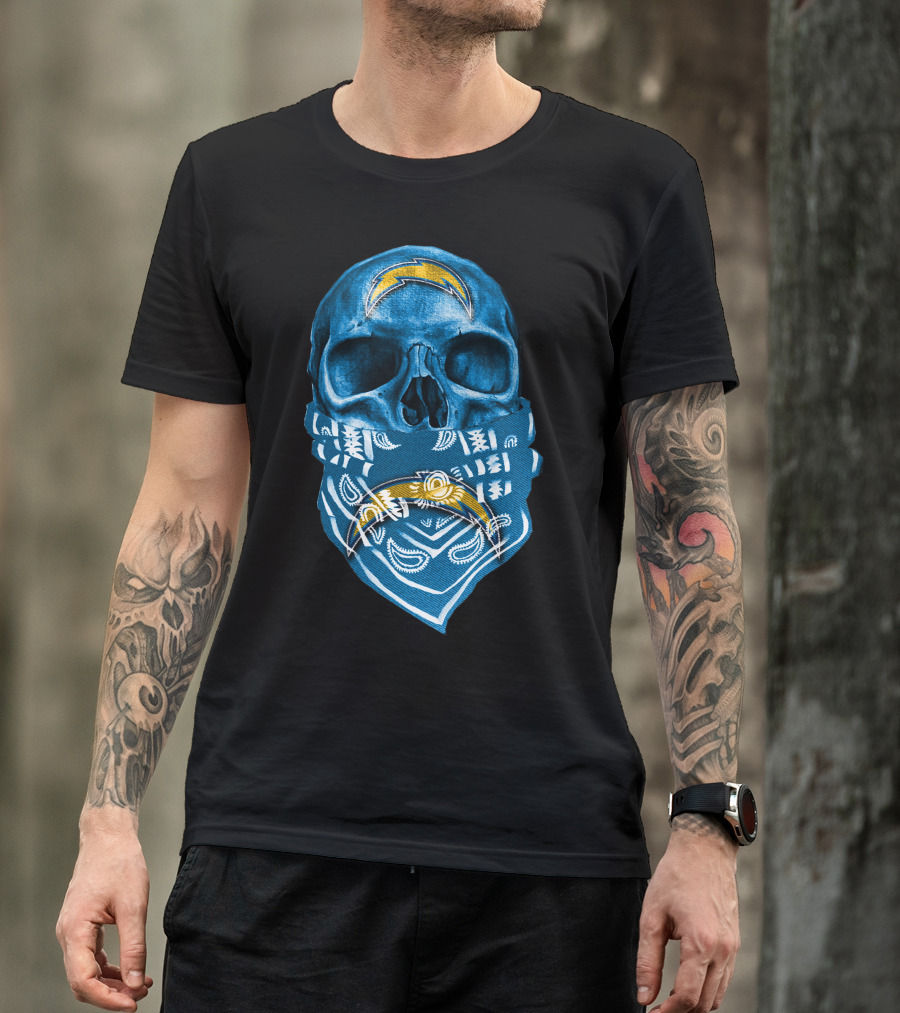 Skull Bandana Los Angeles Chargers T-Shirt
