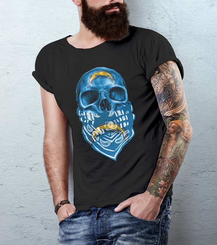Skull Bandana Los Angeles Chargers T-Shirt