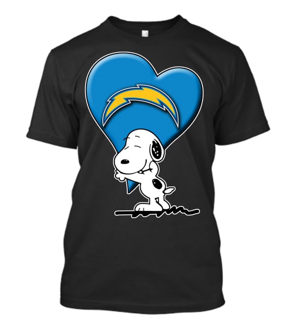 Snp V1 Los Angeles Chargers Snoopy Hugging Heart T-Shirt