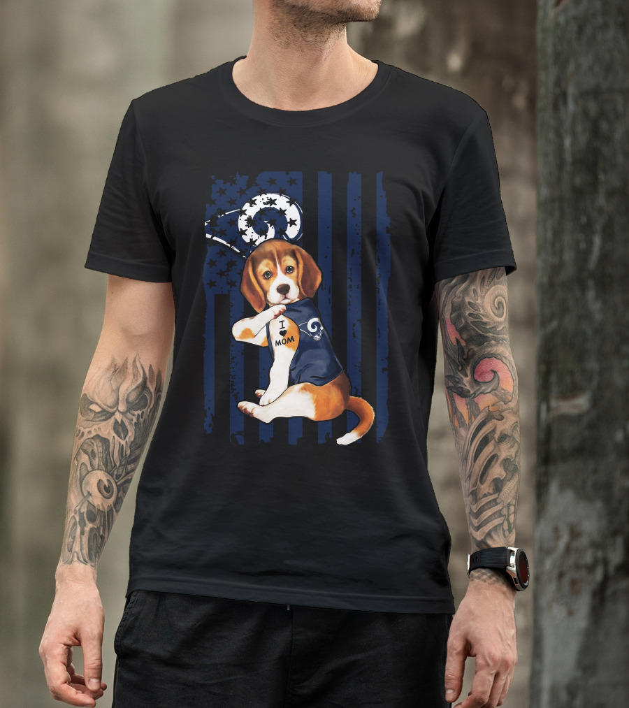 Beagle I Love Mom Los Angeles Rams T-Shirt