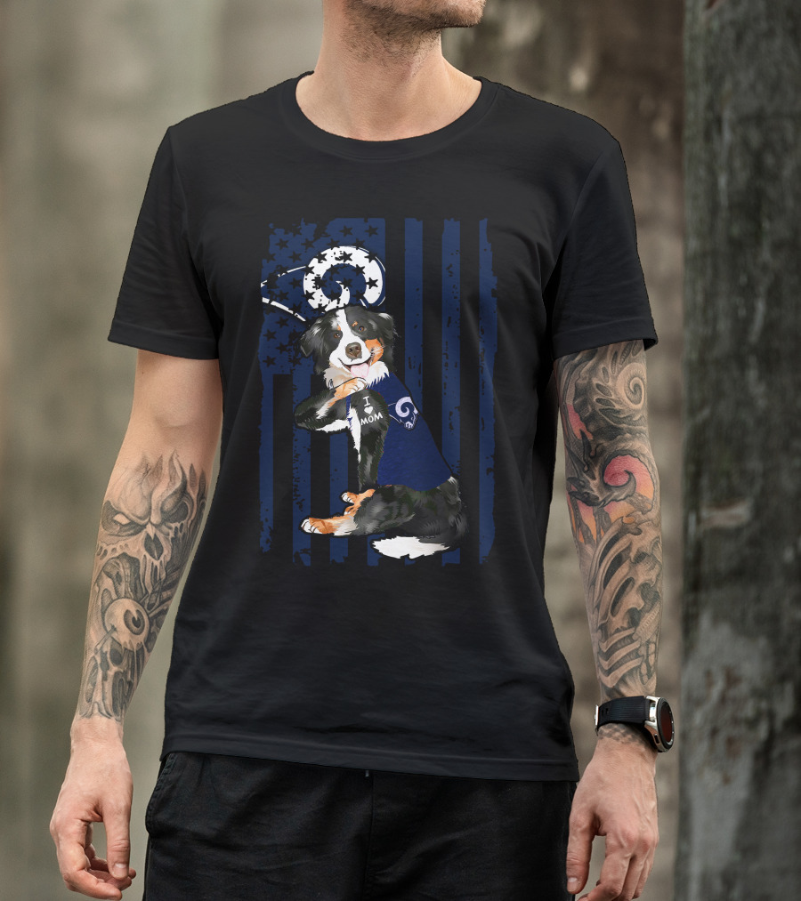 Border Collie I Love Mom Los Angeles Rams T-Shirt