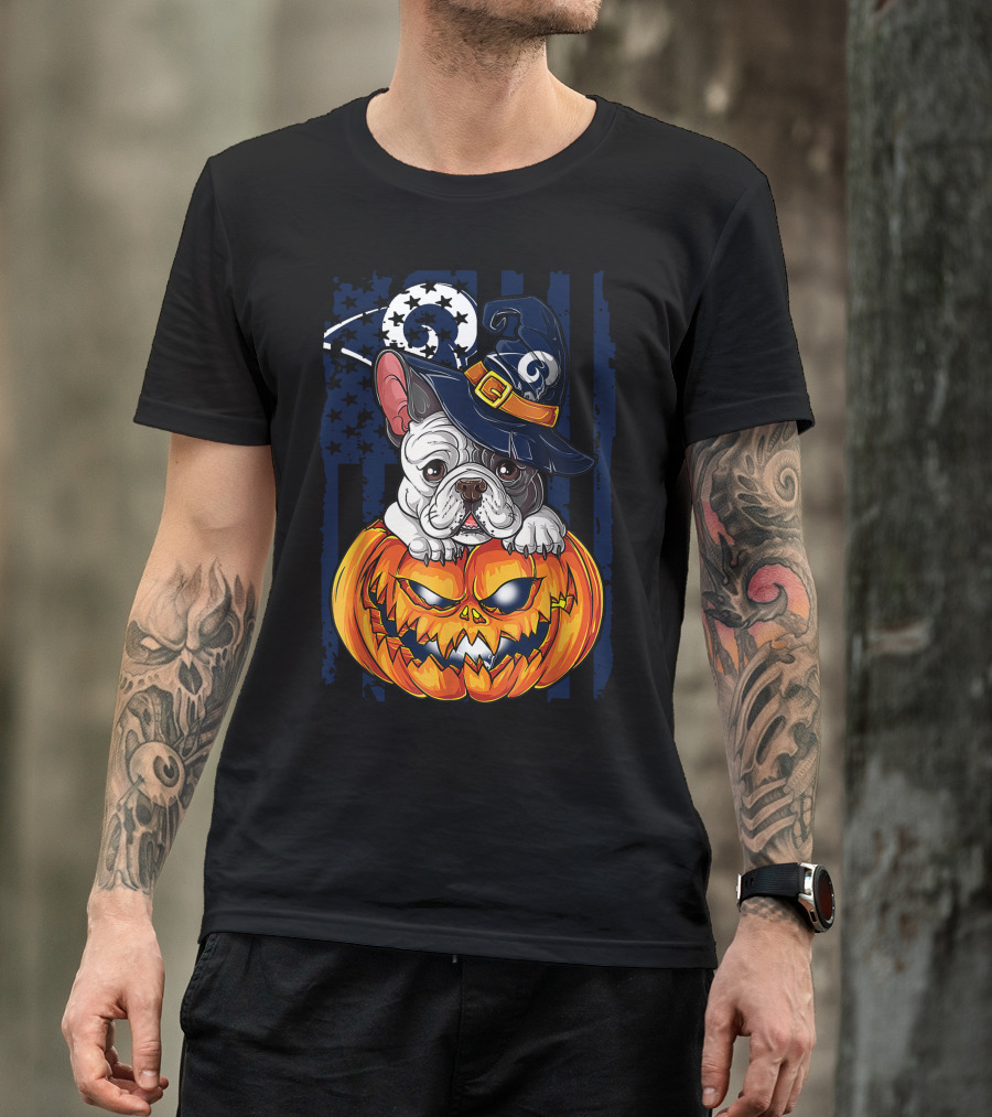 Hlw Bulldog Wizards Hat Pumpkin Los Angeles Rams T-Shirt