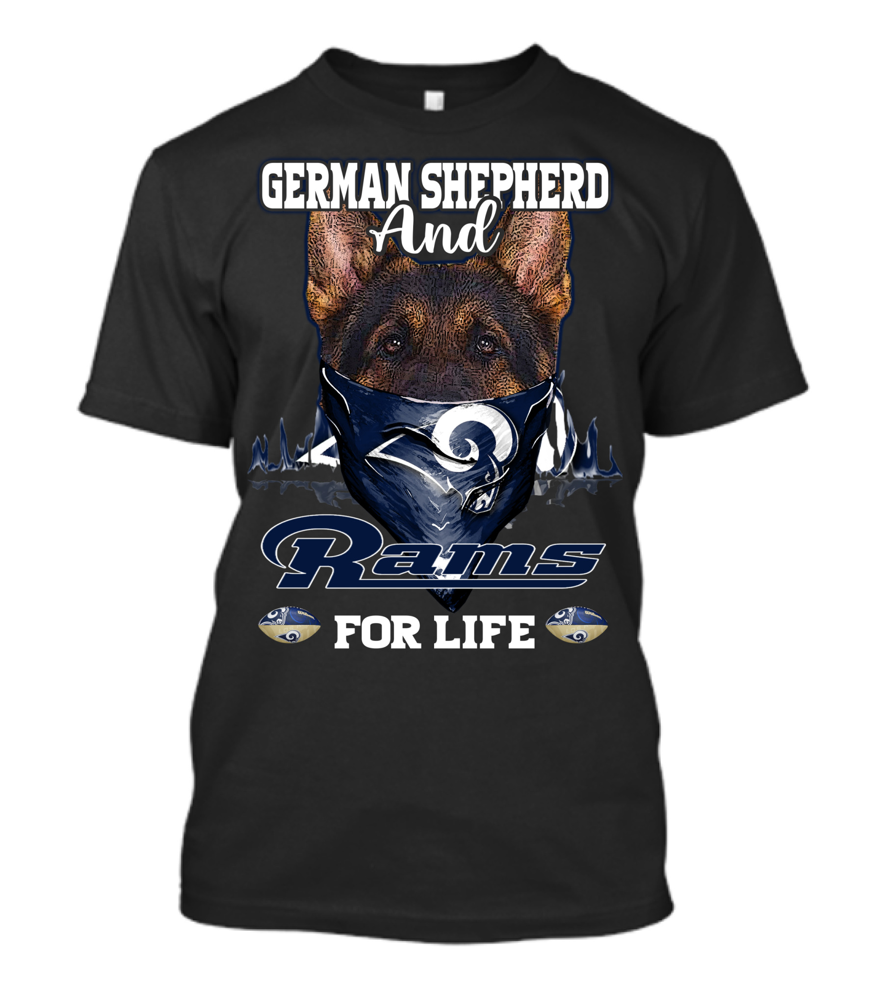 German Shepherd And Rams For Life Los Angeles T-Shirt
