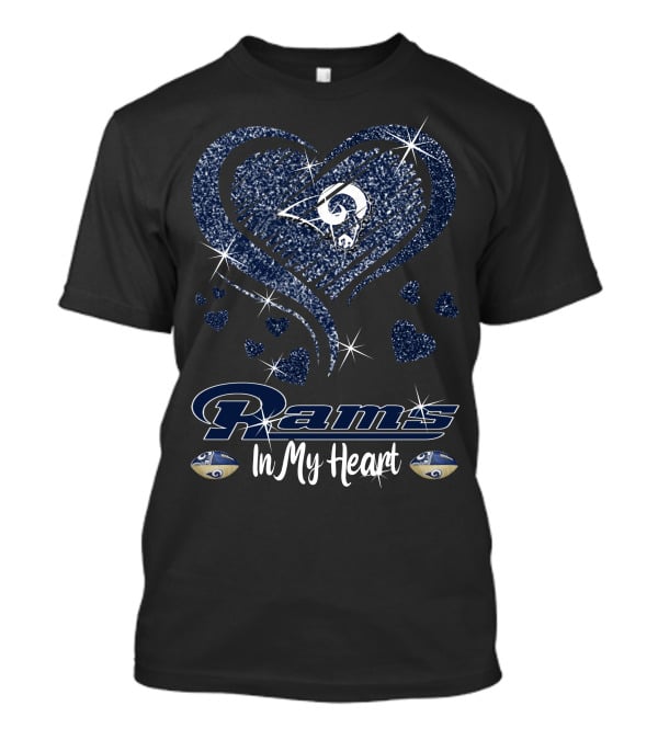 Rams In My Heart Los Angeles Football Team Sparkling Heart T-Shirt