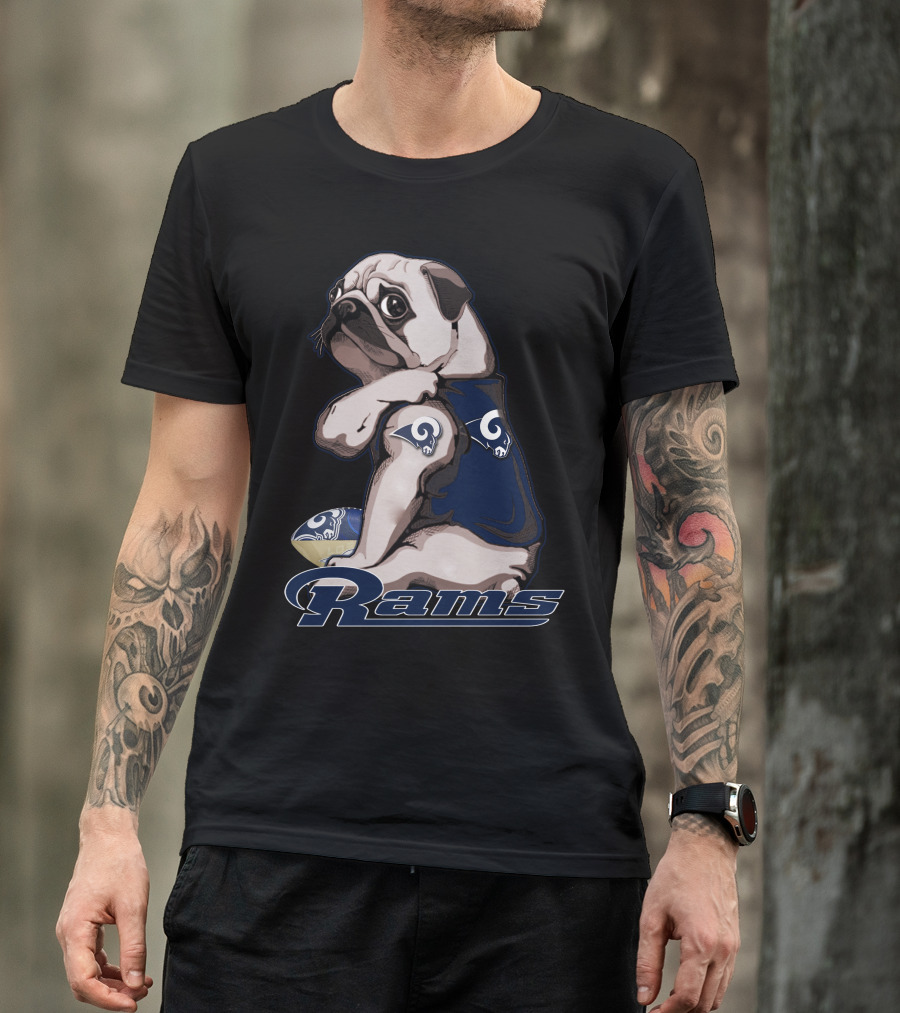Pug Rams Football Team Fan T-Shirt