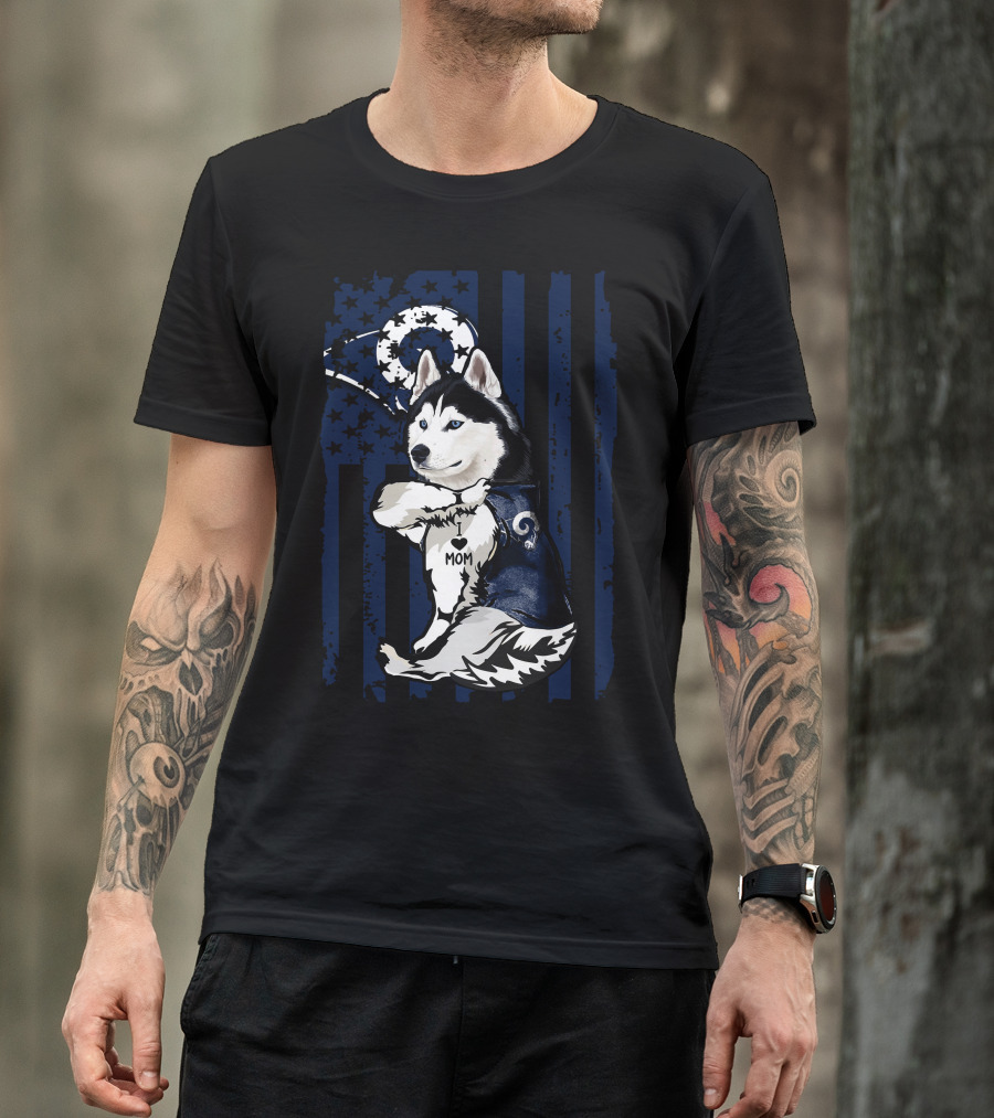 Siberian Husky Los Angeles Rams Mom T-Shirt