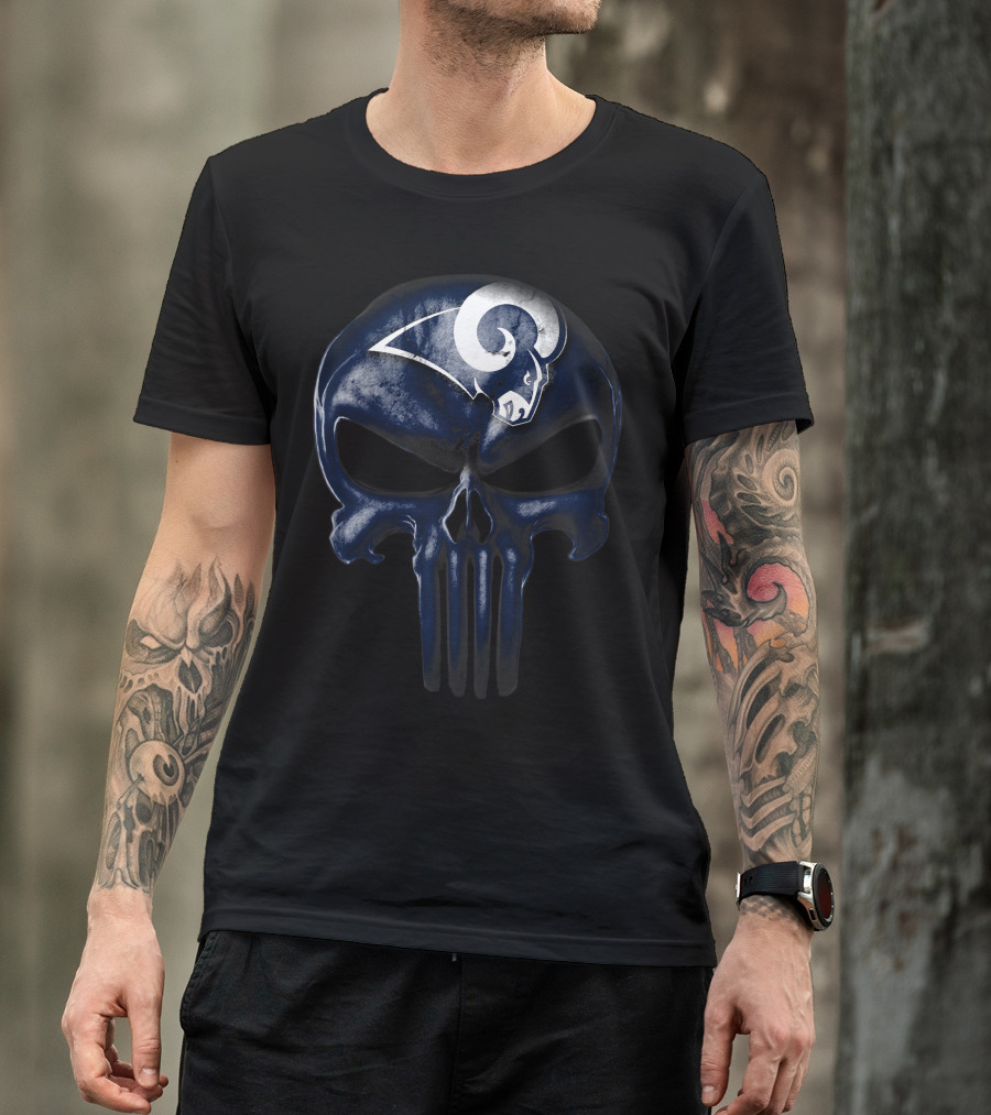 Skull Los Angeles Rams Logo Fusion T-Shirt